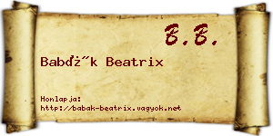 Babák Beatrix névjegykártya